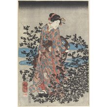 Utagawa Kuniyoshi: Night Scene with a Beauty and Bush Clovers - Minneapolis Institute of Arts 