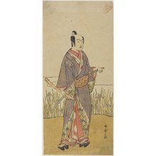 勝川春章: (An Actor in a Samurai Role Holding a Bamboo Flute) - ミネアポリス美術館