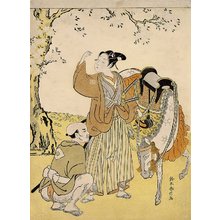 鈴木春信: Young Samurai Viewing Cherry Blossoms as a Mitate of Prince Kaoru - ミネアポリス美術館