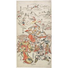 鳥居清倍: Fujiwara no Teika on Horseback Accompanied by Oe Saemon and The Woman Nowake - ミネアポリス美術館
