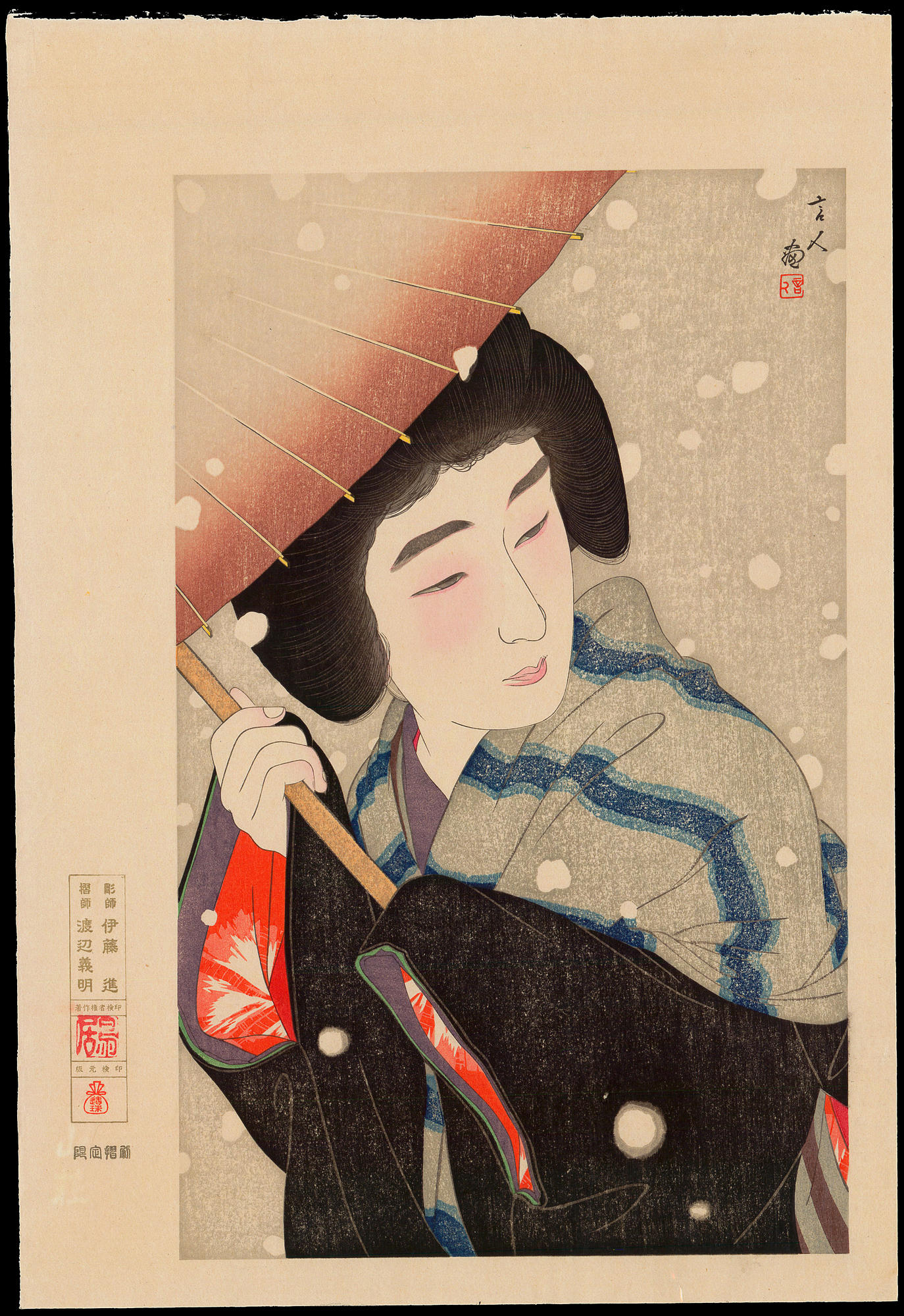 Torii Kotondo: No. 9 - Peony Snowflakes - 牡丹雪 - Ohmi Gallery 