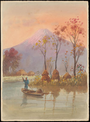 Unknown: Boat by Mt Fuji During Harvest Time (1) - Ohmi Gallery