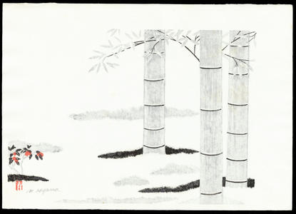 Aoyama, Masaharu: Bamboo and Nandina - 竹と南天 - Ohmi Gallery