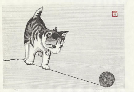 Aoyama, Masaharu: Kitten and Knitting Wool - 毛糸猫 - Ohmi Gallery