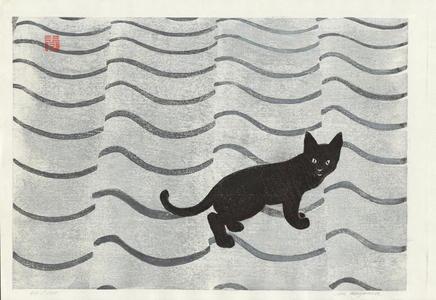 Aoyama, Masaharu: Cat on Tile Roof - カワラ猫 - Ohmi Gallery