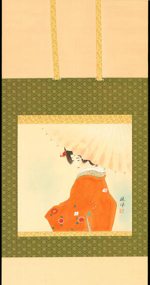 Chikufu: Bijin Holding a Parasol - 傘美人 - Ohmi Gallery