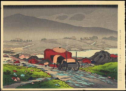 橋口五葉: Rain at Yabakei - 耶馬溪 - Ohmi Gallery