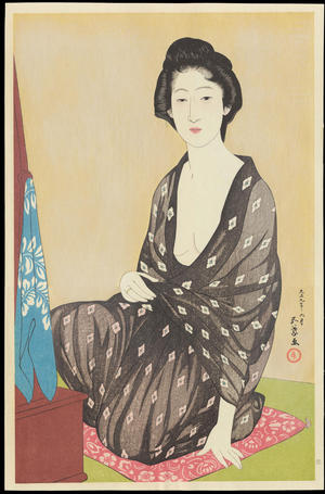 橋口五葉: Summer Kimono (In a Light Garment, a Woman from Naniwa) - 夏衣の女（うすごろも浪花の女） - Ohmi Gallery