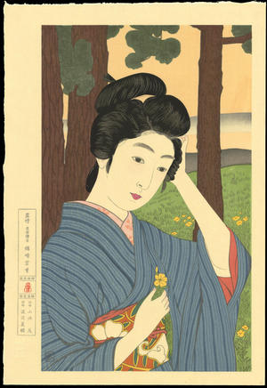 橋口五葉: Woman in a Tree Grove - 木立の女 - Ohmi Gallery