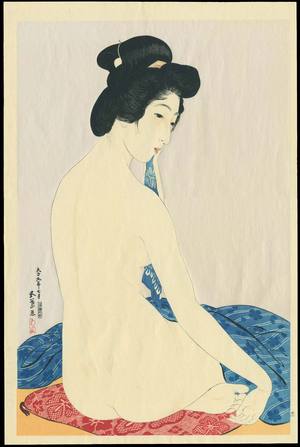 Hashiguchi Goyo: Woman after a Bath (Delicate Skin) - 化粧の女 （やわはだ） - Ohmi Gallery