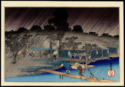 Utagawa Hiroshige: Shower at Tadasugawara - 糺川原之夕立 - Ohmi Gallery