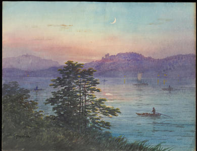 Houshin: Boats on River by Moonlight (1) - Ohmi Gallery