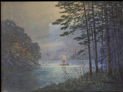 Houshin: Sailboat on River by Cedar Forest (1) - Ohmi Gallery