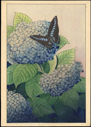 Taisui, Inuzuka: Butterfly and Hydrangea - Ohmi Gallery