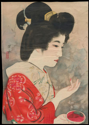 Ito Shinsui: Applying Lipstick (1) - Ohmi Gallery