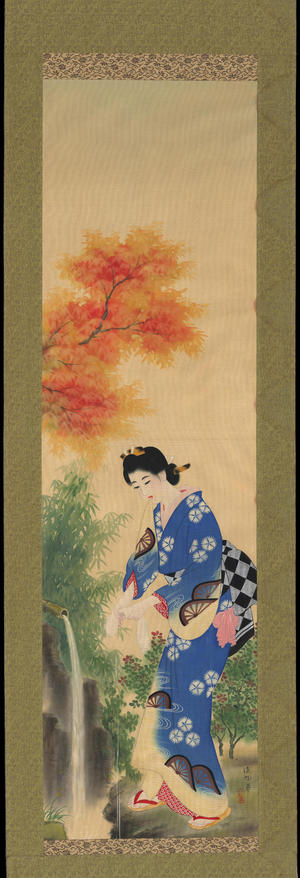 伊東深水: Bijin Washing In Autumn (1) - Ohmi Gallery