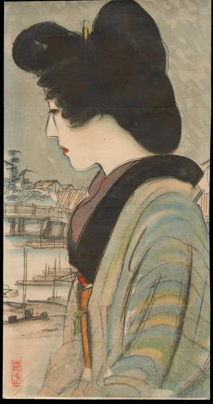 Ito Shinsui: Bijin by a River (1) - Ohmi Gallery