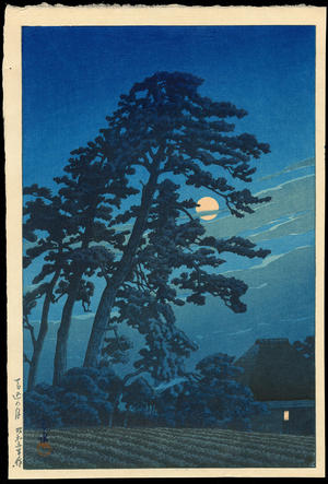 川瀬巴水: Moon at Magome - 馬込の月 - Ohmi Gallery