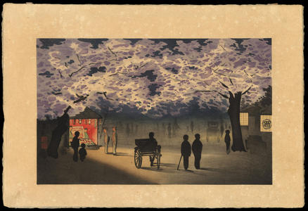 小林清親: Cherry blossom at Night (1) - Ohmi Gallery