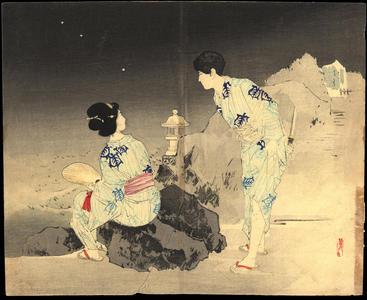 Mishima Shoso: Bijin and Fireflies (1) - Ohmi Gallery