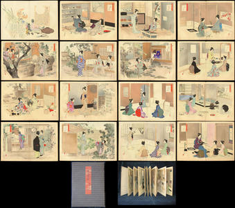 水野年方: Full album set of Daily Practise of the Tea Ceremony - Ohmi Gallery
