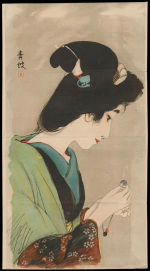 Morikawa Seiha: Bijin Holding a Bracelet (1) - Ohmi Gallery