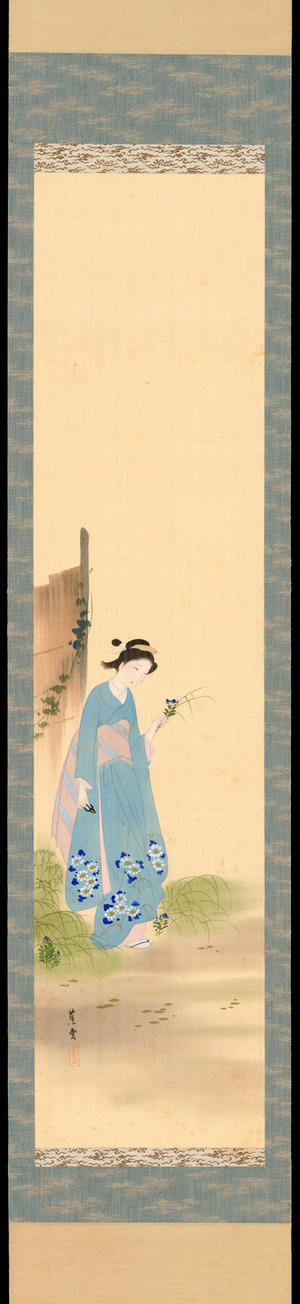 Nakayama, Shuko: Bijin Holding a Flower (1) - Ohmi Gallery