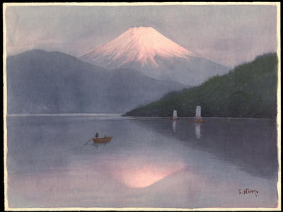 Niimi S: Mt Fuji and Sailboats on Lake (1) - Ohmi Gallery