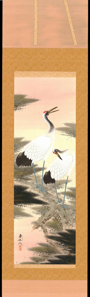 Sakamoto Rakuzannin: Nesting Storks - 双鶴 - Ohmi Gallery