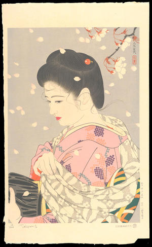 Tatsumi, Shimura: Hanafubuki (Falling Cherry Blossoms) - 花吹雪 - Ohmi Gallery
