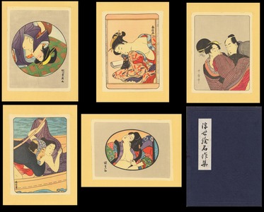 Various artists: Shunga set of 5 famous scenes on fabric - Ohmi Gallery
