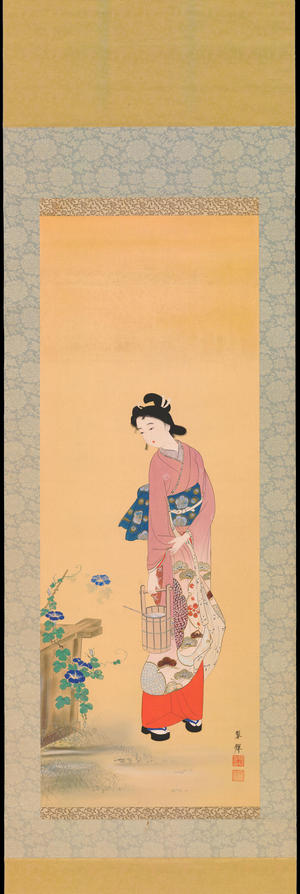 Suiki: Bijin in Garden - 美人画 (1) - Ohmi Gallery