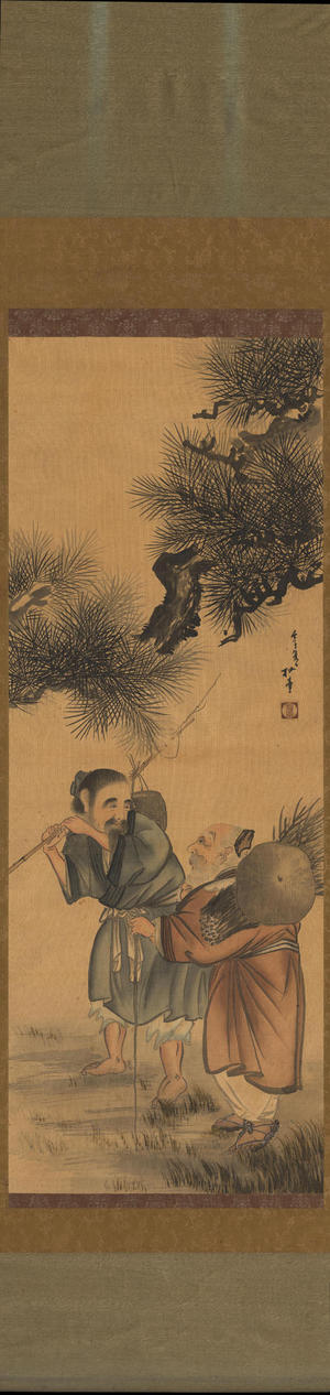 渡辺省亭: Fisherman and Woodcutter - 漁樵問答図 (1) - Ohmi Gallery