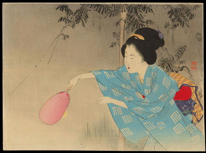 Takeuchi Keishu: Bijin catching fireflies (1) - Ohmi Gallery