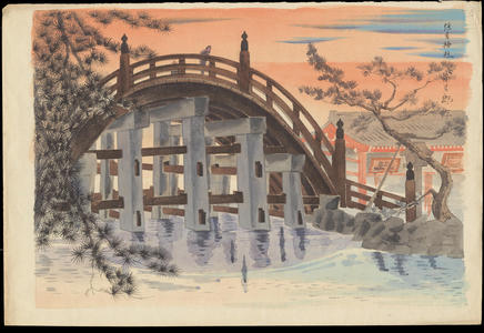 Tokuriki Tomikichiro: Sesshu Sumiyoshitaisha Shrine - 摂州住吉大社 - Ohmi Gallery