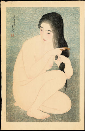 Torii Kotondo: Combing Hair - Ohmi Gallery