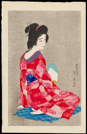 Japanese Print "Long Undergarment (Colour state 1) - 長襦袢" by Torii Kotondo, 鳥居言人 (Kotondo, Torii)