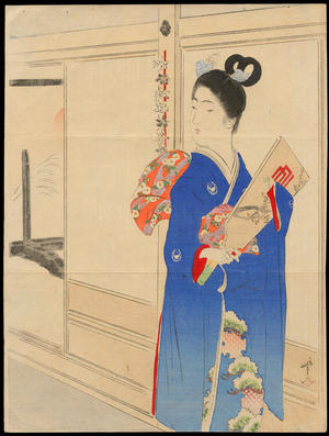 Tsutsui, Toshimine: Bijin with Hagoita (1) - Ohmi Gallery