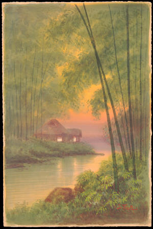 Tosuke S: Hut By River In Bamboo Grove (1) - Ohmi Gallery
