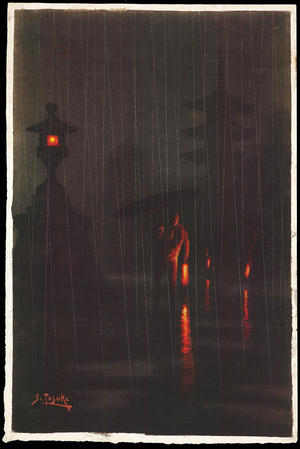 Tosuke S: Pagoda on a Rainy Night (1) - Ohmi Gallery