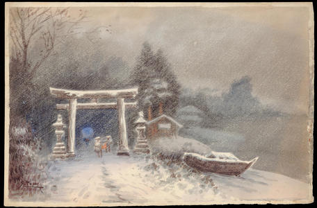 Tosuke S: Shrine Entrance in a Snowstorm (1) - Ohmi Gallery