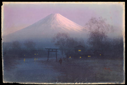 Tosuke S: Village by Mt Fuji at Dawn (1) - Ohmi Gallery