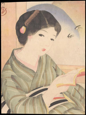 無款: Bijin Reading (1) - Ohmi Gallery