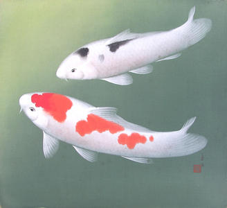 無款: Two Koi (1) - Ohmi Gallery