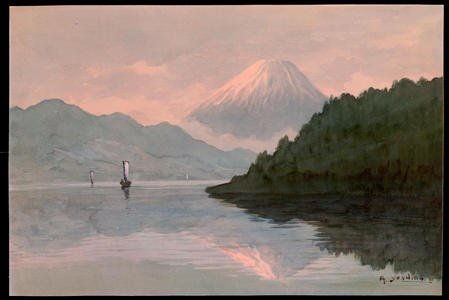 Yoshida A: Sailboats on Lake by Mt Fuji (1) - Ohmi Gallery