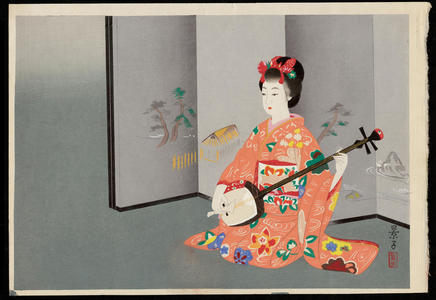 Yurimoto, Keiko: Japanese Girl and Shamisen - Ohmi Gallery