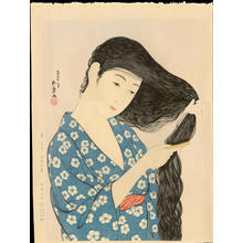 橋口五葉: Woman Combing Her Hair - 髪梳ける女（髪すき） - Ohmi Gallery