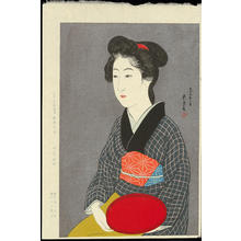 橋口五葉: Waitress with a Tray (Nao, of a Kyoto Inn) - 紅ふで（京の宿 おなを） - Ohmi Gallery