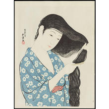 橋口五葉: Woman Combing Her Hair - 髪梳ける女 - Ohmi Gallery