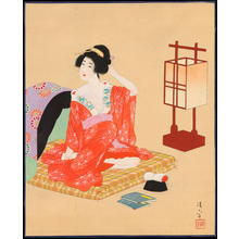 Kaburagi Kiyokata: Bijin Preparing for Sleep (1) - Ohmi Gallery